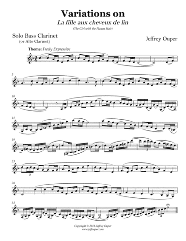 Variations on Debussy's "The Girl with the Flaxen Hair" for Solo Bass/Alto Clarinet (arr. Jeffrey Ouper)