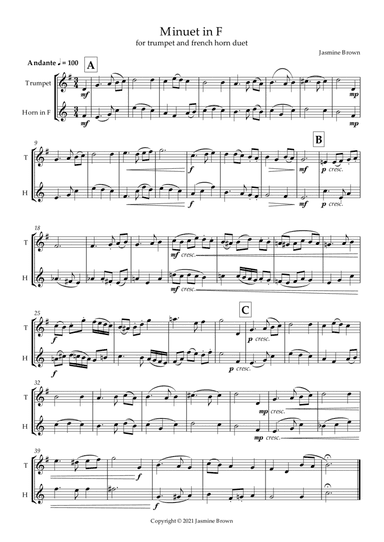 Minuet in F - Trumpet and French Horn Duet