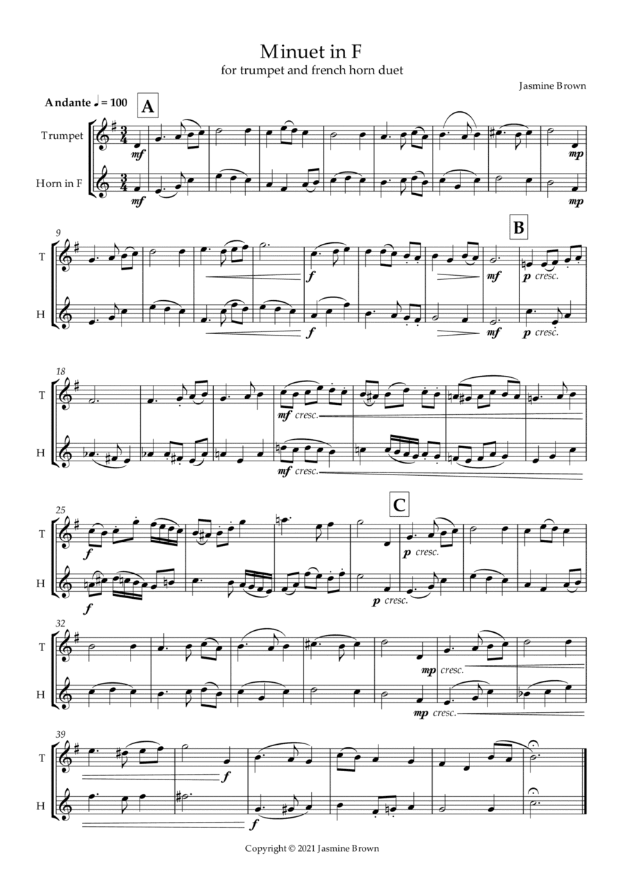 Minuet in F - Trumpet and French Horn Duet