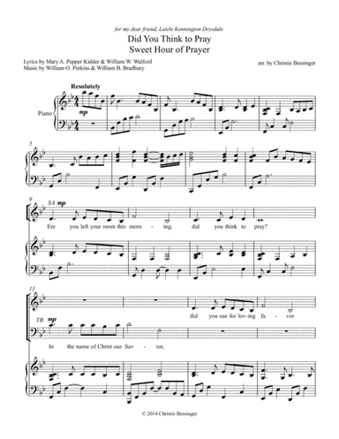 Did You Think to Pray / Sweet Hour of Prayer (arr. Christie Bessinger)