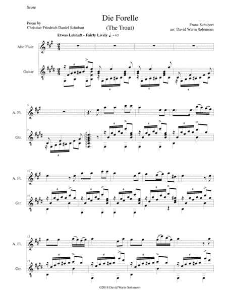 Die Forelle (The Trout) for alto flute and guitar (arr. David Warin Solomons)