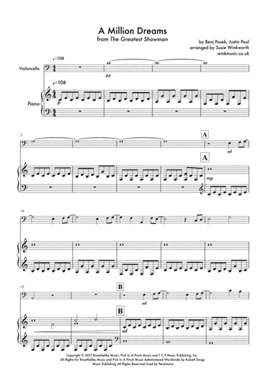 A Million Dreams (arr. Susie Winkworth winkmusic.co.uk)