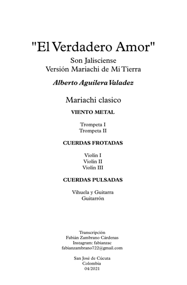 El Verdadero Amor (arr. Fabian Zambrano)