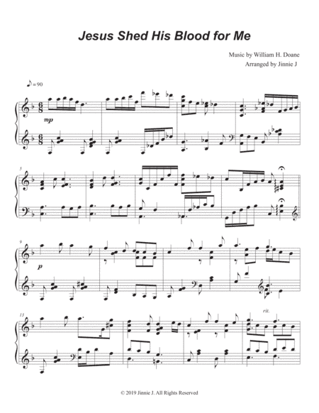 Jesus Shed His Blood for Me (Piano Hymn Arrangement) (arr. Jinnie J)