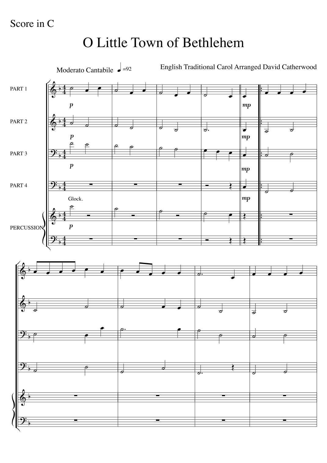 O Little town of Bethlehem arranged for Flexible Ensemble (or small brass band) by David Catherwood (arr. David Catherwood)