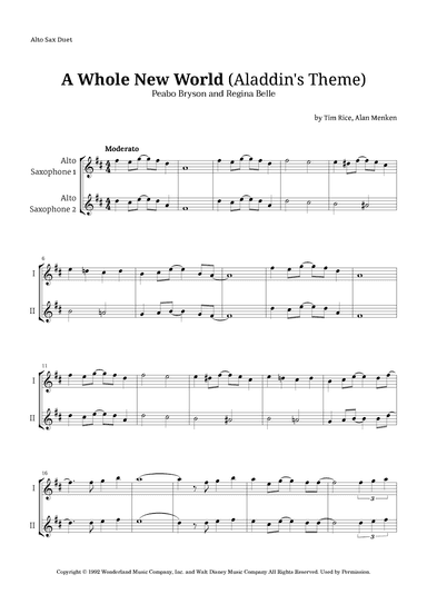 A Whole New World (aladdin's Theme) (arr. Langanho)