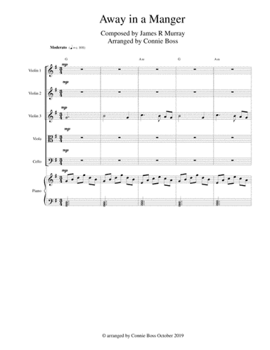 Away in a Manger - strings quintet and piano with parts (arr. Connie Boss)