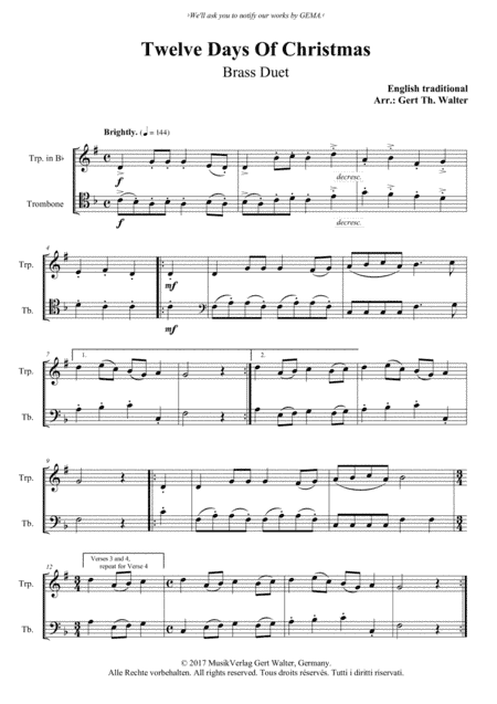 Twelve Days Of Christmas (arr. Gert Th. Walter)