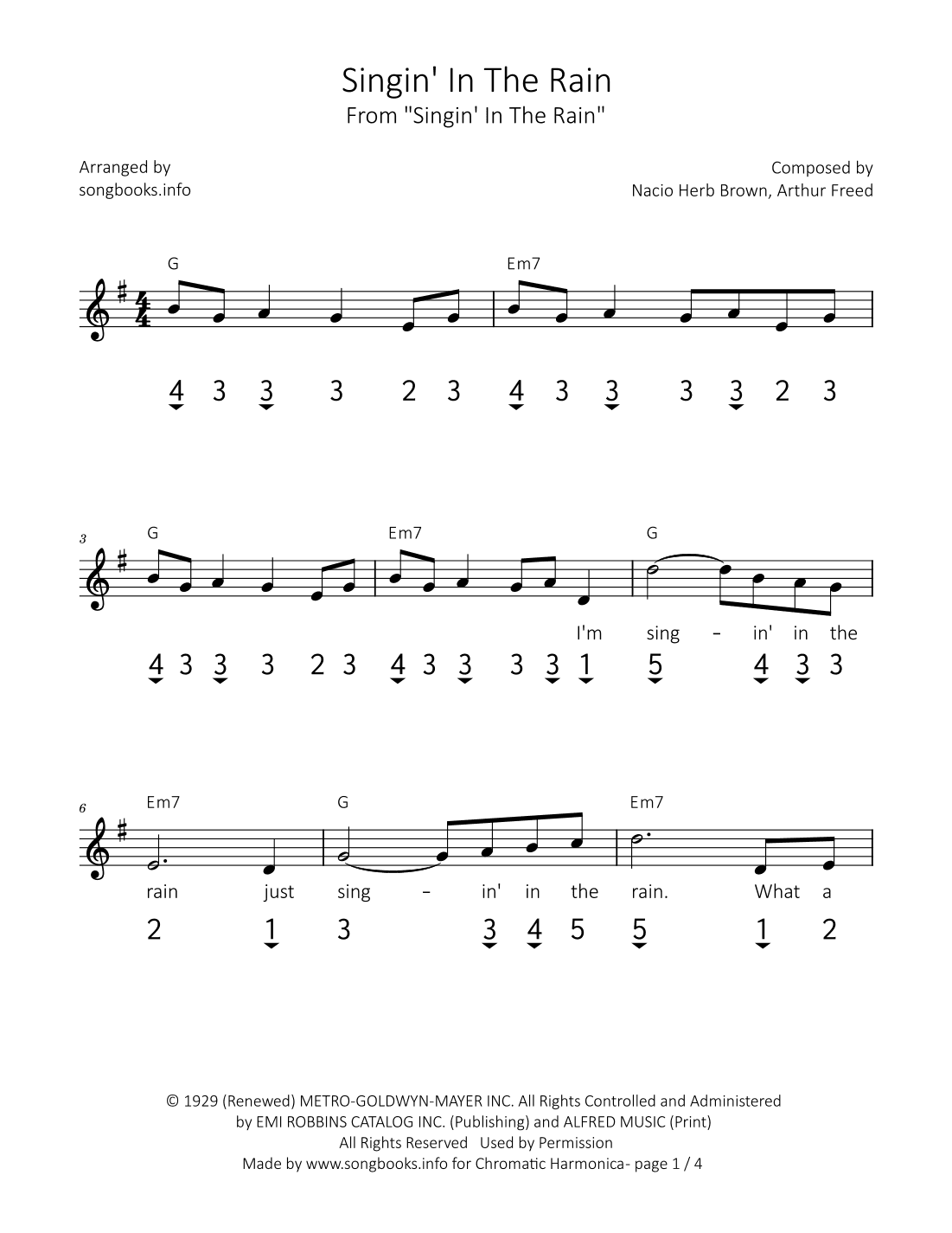 Singin' In The Rain (arr. songbooks.info)