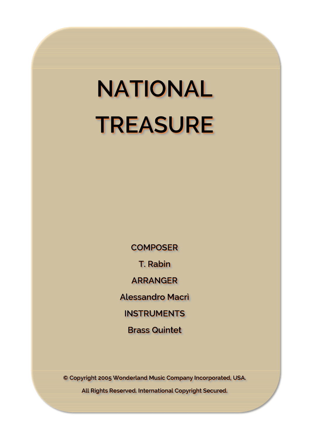 National Treasure (national Treasure Suite/ben/treasure) (arr. Alessandro Macrì)