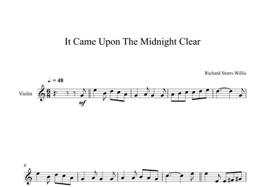 It Came Upon The Midnight Clear - Richard Storrs Willis (Violin) (arr. Digital Book Music)