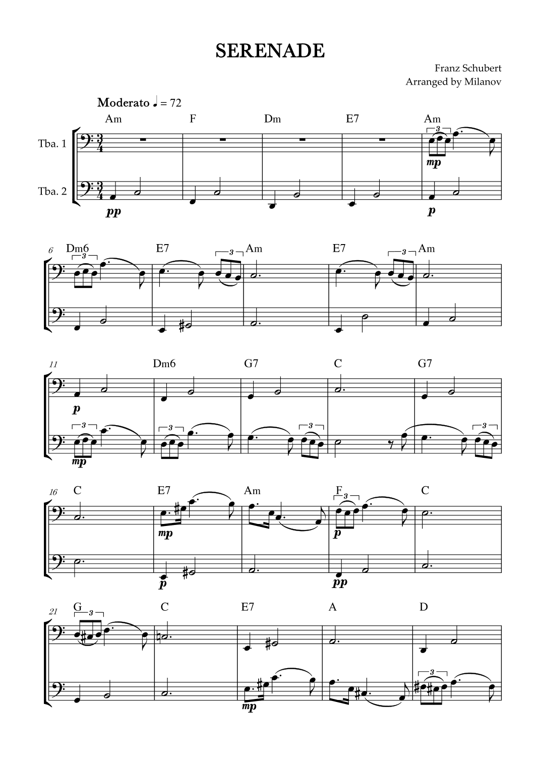 Serenade | Schubert | Tuba duet | Chords (arr. Milanov)