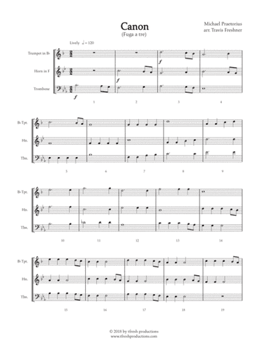 Canon for brass trio (arr. Travis Freshner)