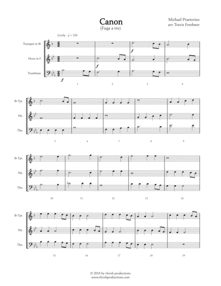 Canon for brass trio (arr. Travis Freshner)