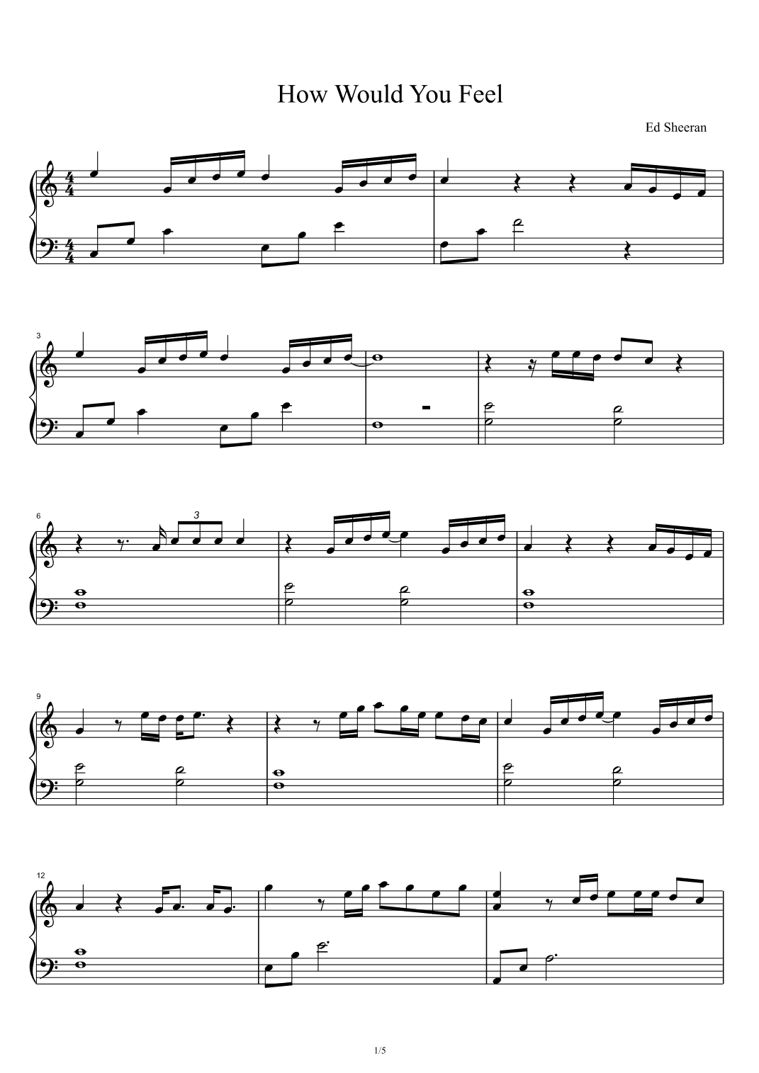 How Would You Feel (paean) (arr. Ed Sheeran)