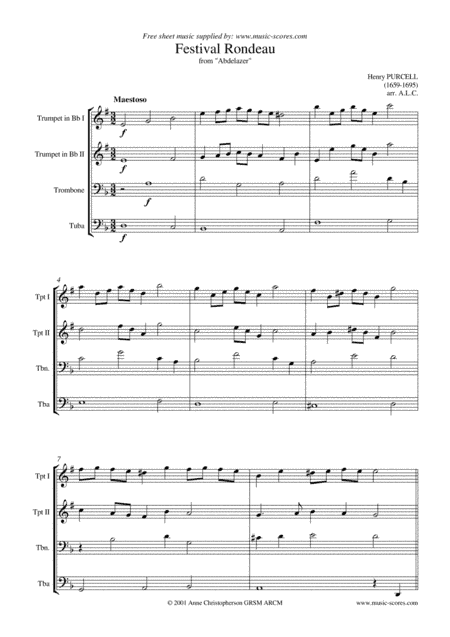 Festival Rondeau from Abdelazer - Brass Quartet (arr. Anne L Christopherson GRSM ARCM)