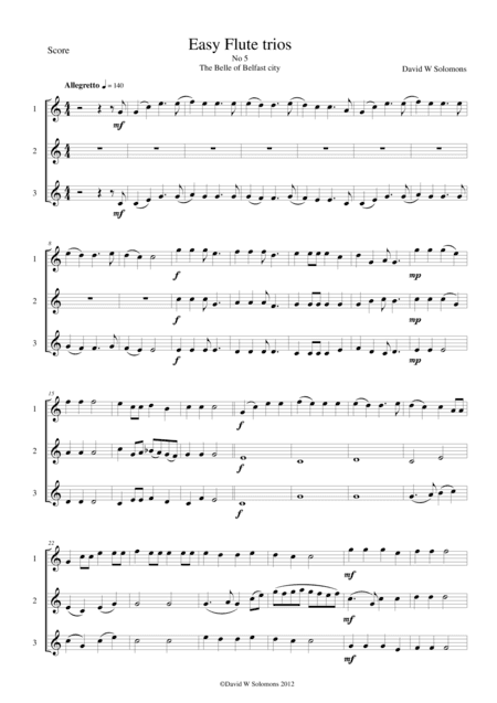 The Belle of Belfast city (I'll tell my ma) for flute trio (arr. David Warin Solomons)