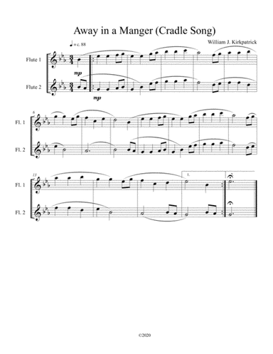 Away in a Manger (Cradle Song) for flute duet (arr. B C Dockery)