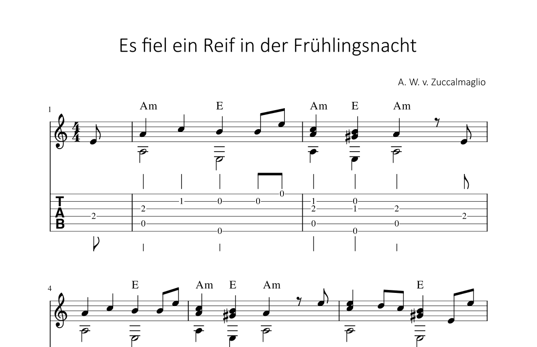 Es fiel ein Reif in der Frühlingsnacht (arr. Bettina Schipp)