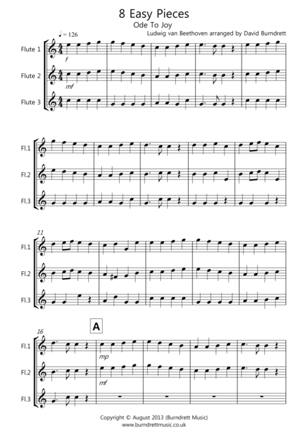 8 Easy Trios, for Flute (arr. David Burndrett)