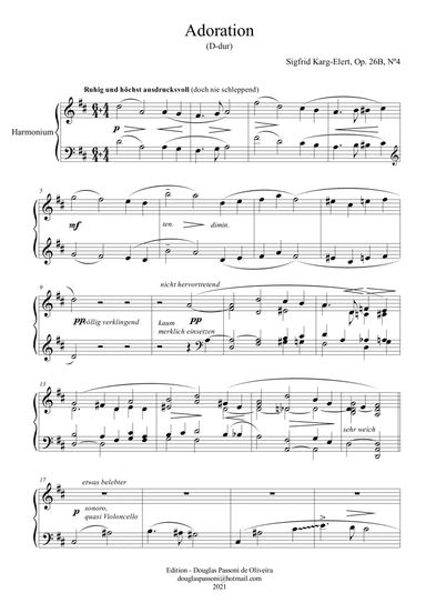 Adoration (Op. 26B, Nº 4) (piano and harmonium) (harmonium part) (arr. Passoni Music)