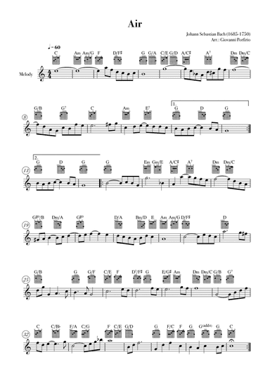 AIR - J. S. Bach (Melody and Chords - easy) (arr. Giovanni Porfirio)