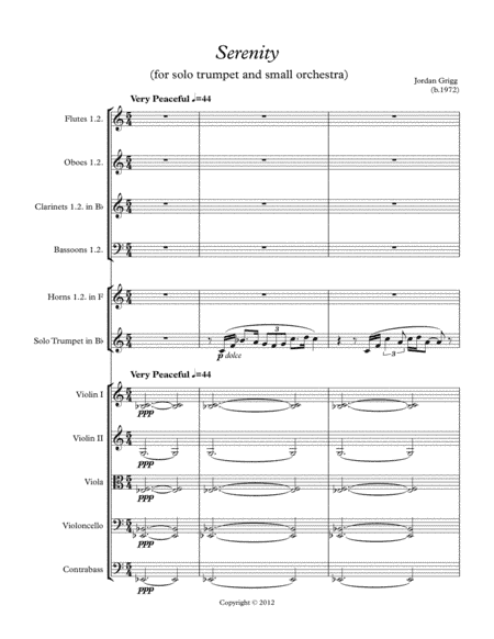 Serenity (for solo trumpet and small orchestra)
