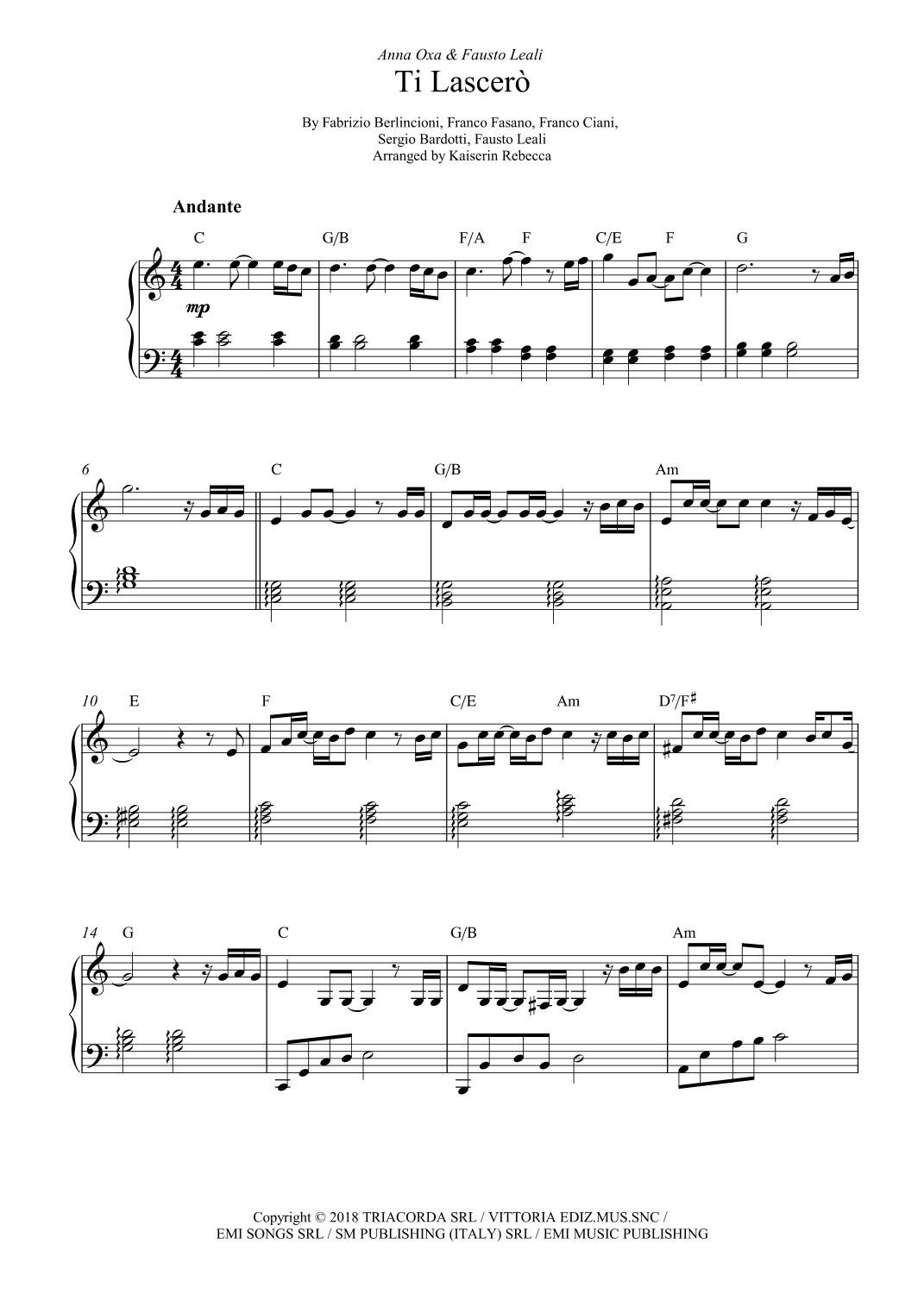 Ti Lascero' (arr. Kaiserin Rebecca)