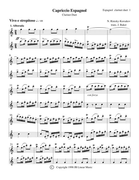 Clarinet Duet - Capriccio Espagnol by Rimsky-Korsakov (arr. John Gibson)