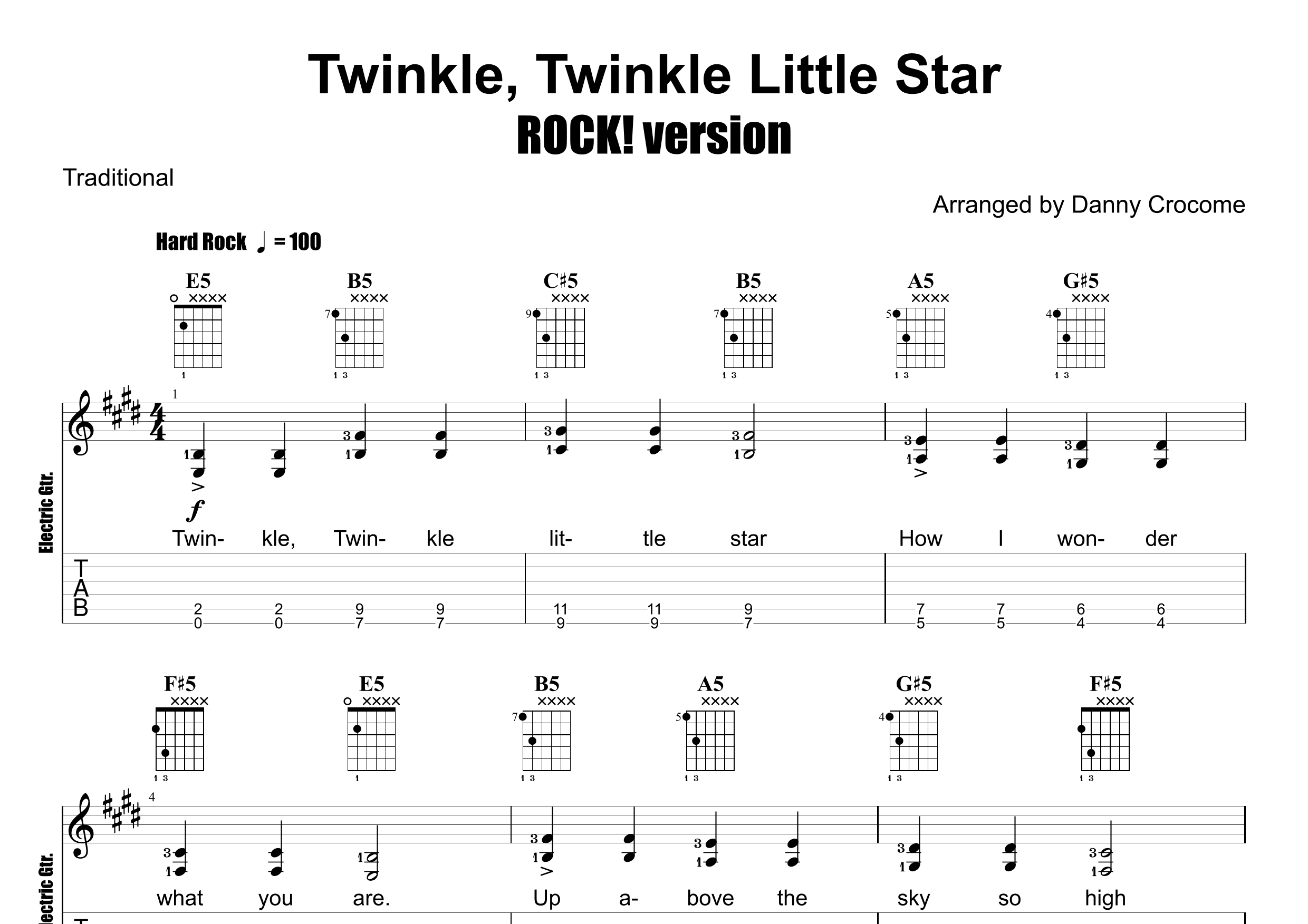 Twinkle, Twinkle Little Star (ROCK! version) (arr. Danny Crocome)