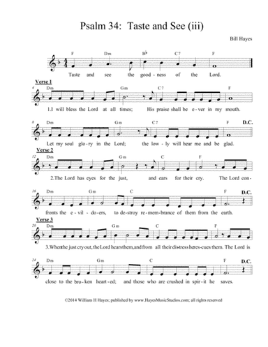 Psalm 34:  Taste and See (iii)