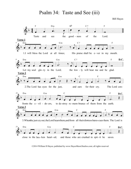 Psalm 34:  Taste and See (iii)