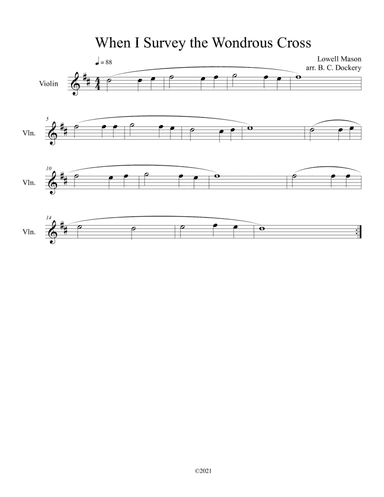 When I Survey the Wondrous Cross (Violin Solo) (arr. B. C. Dockery)