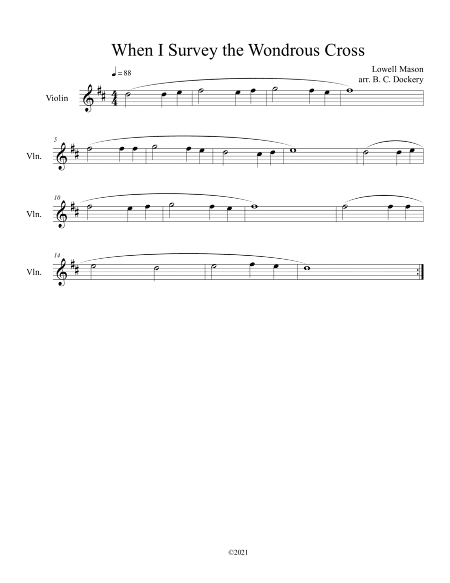 When I Survey the Wondrous Cross (Violin Solo) (arr. B. C. Dockery)