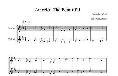 America The Beautiful (Easy Violin Duet) (arr. Tyler Adams)