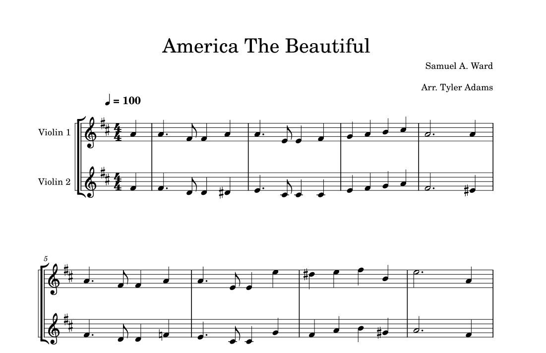 America The Beautiful (Easy Violin Duet) (arr. Tyler Adams)