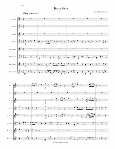 Bossa Folia for flute octet or flute choir