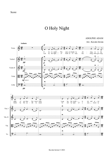 O Holy Night for Vocal Solo and/or String Quartet (C-major) (arr. Kovats Istvan)