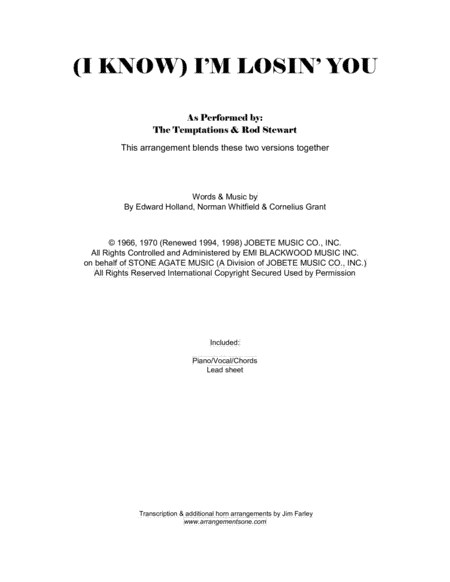 I'm Losing You (i Know) (arr. Jim Farley www.arrangementsone.com)