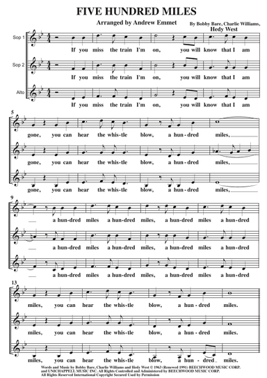 500 Miles Away From Home (arr. Andrew Emmet)