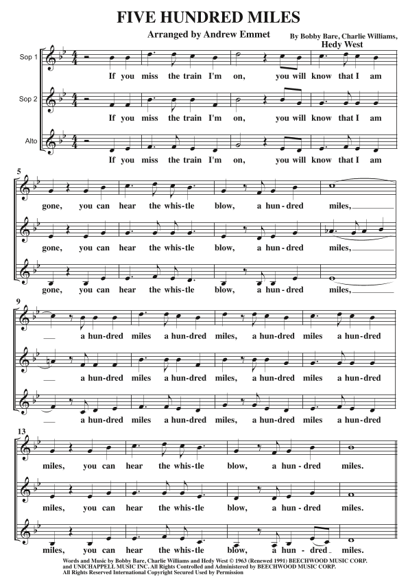 500 Miles Away From Home (arr. Andrew Emmet)