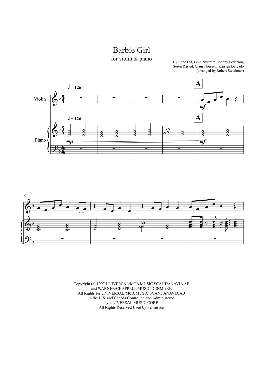 Barbie Girl (arr. Robert Steadman)