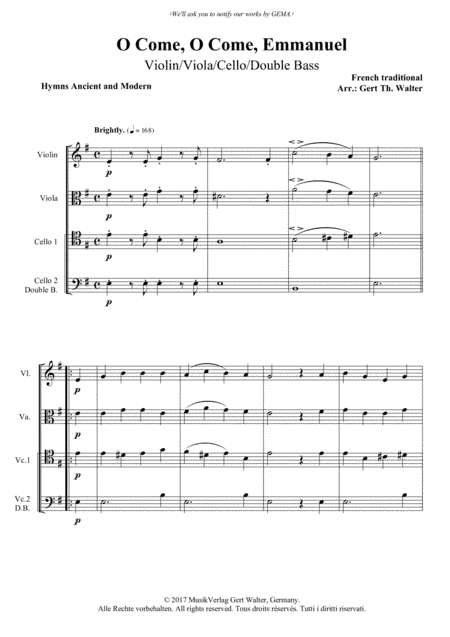 O Come, O Come, Emmanuel (arr. Gert Th. Walter)