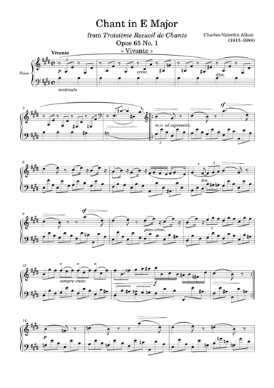 Chant Opus 65 No. 1 in E Major (arr. Zachary Corbett)
