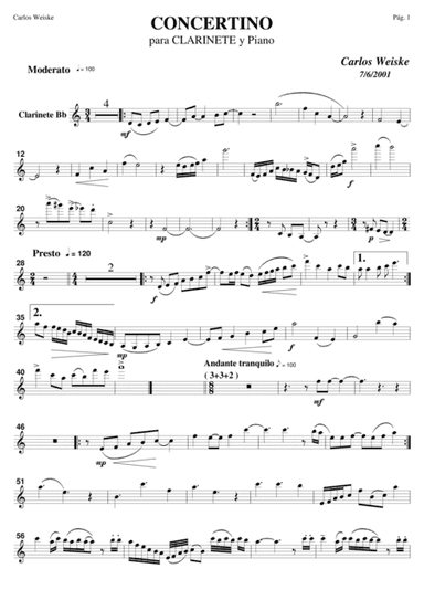 Concertino for Clarinet Bb and piano