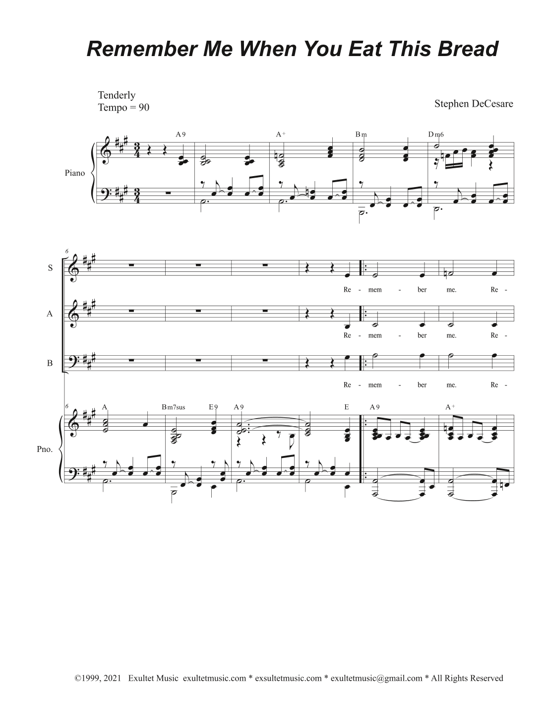 Remember Me When You Eat This Bread (Vocal Trio - (SAB)