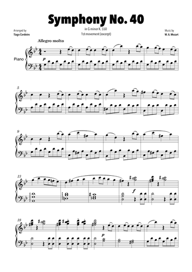 Symphony No. 40 in G minor K.550 - 1st movement (excerpt) (arr. Tiago Cordeiro)