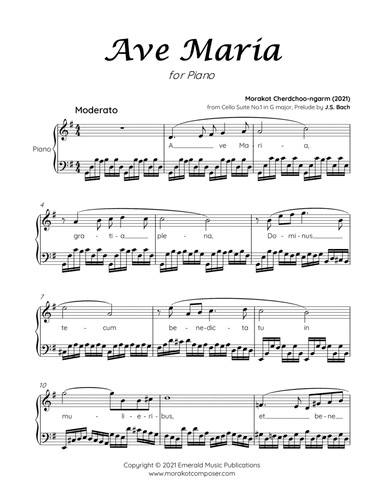 Ave Maria on BACH Cello Suite for Solo Piano