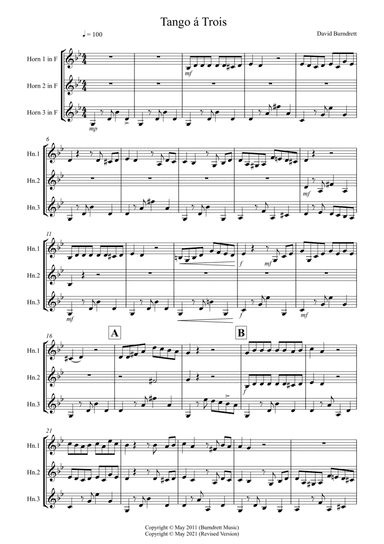 Tango á Trois for Horn Trio