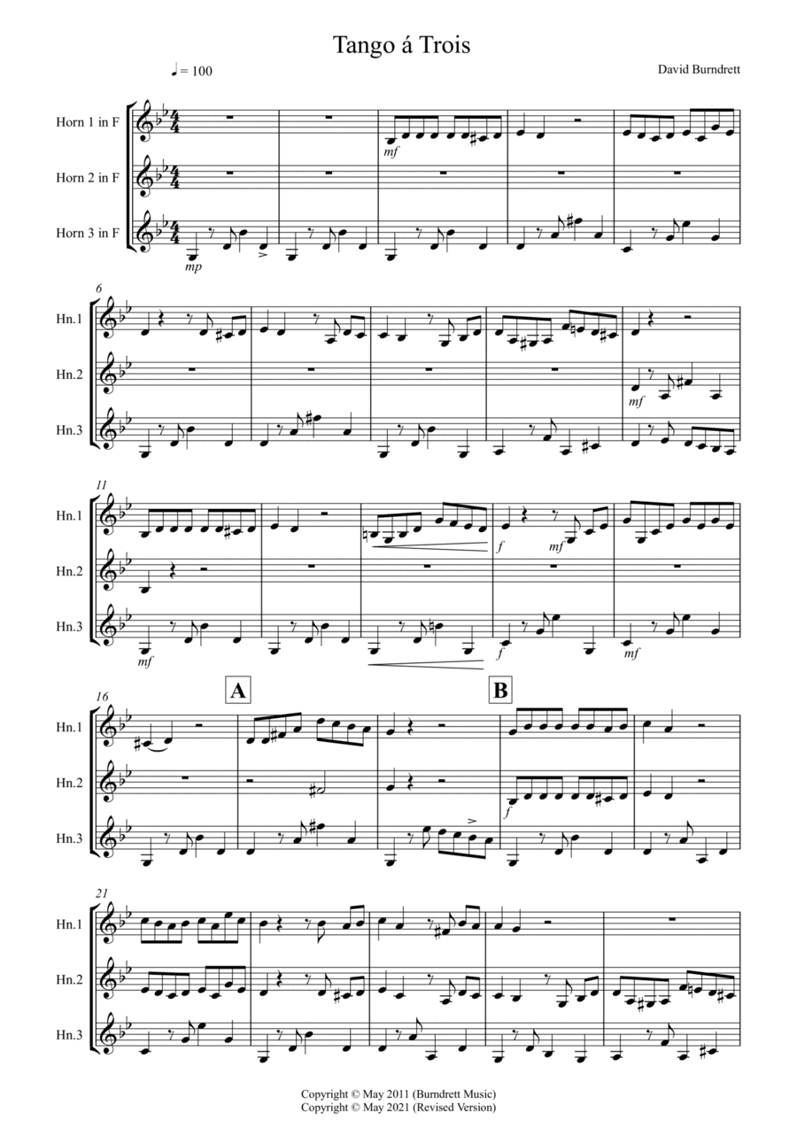 Tango á Trois for Horn Trio
